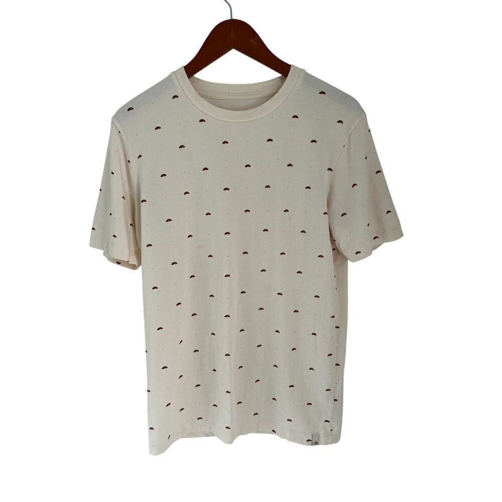 Scotch & Soda Cream T-Shirt With Taco Print Cotton/Elastane Blend Mens Size M